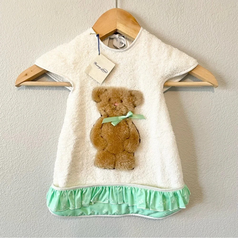 Handmade Baby Bib Apron with Fuzzy Bear - Picture 1 of 4